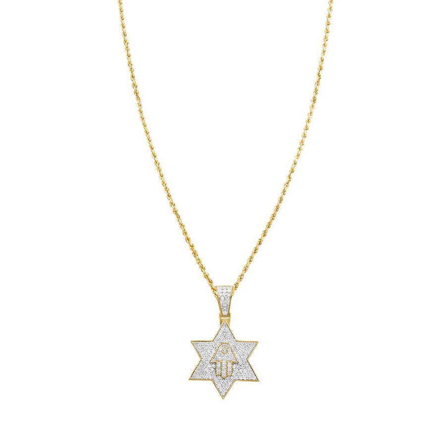 Estrella de David de diamantes en oro amarillo de 14 k de 1,75 quilates 