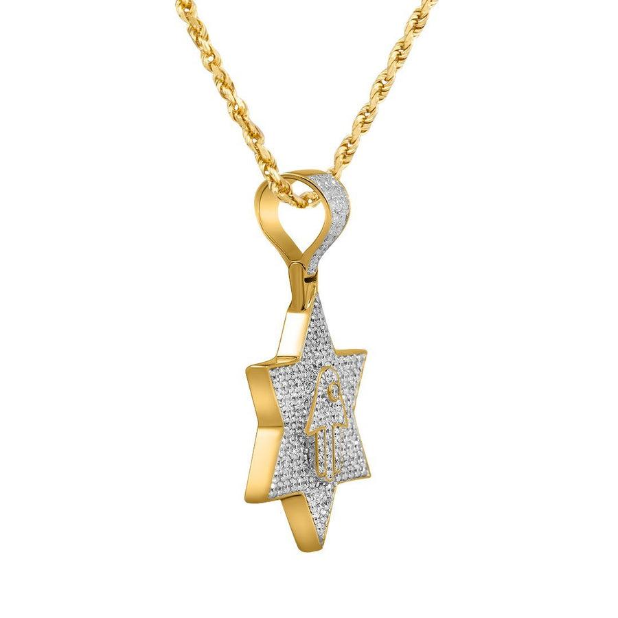 Estrella de David de diamantes en oro amarillo de 14 k de 1,75 quilates 
