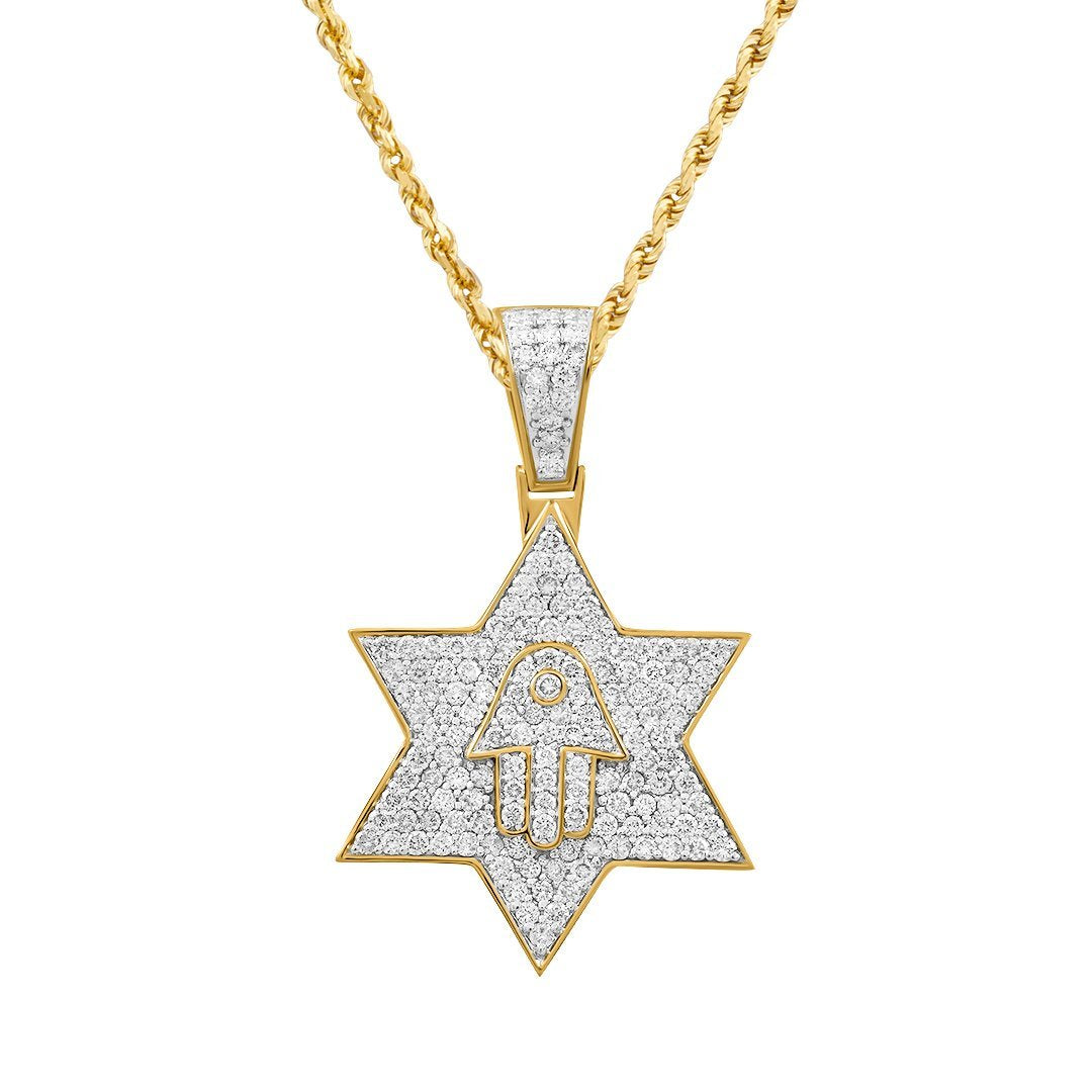 14k Yellow Gold Diamond Star of David 1.75 Ctw