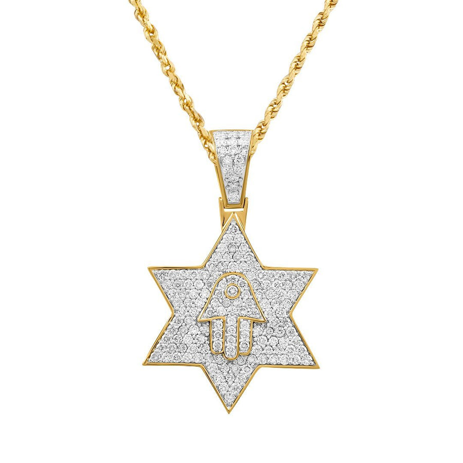 Estrella de David de diamantes en oro amarillo de 14 k de 1,75 quilates 