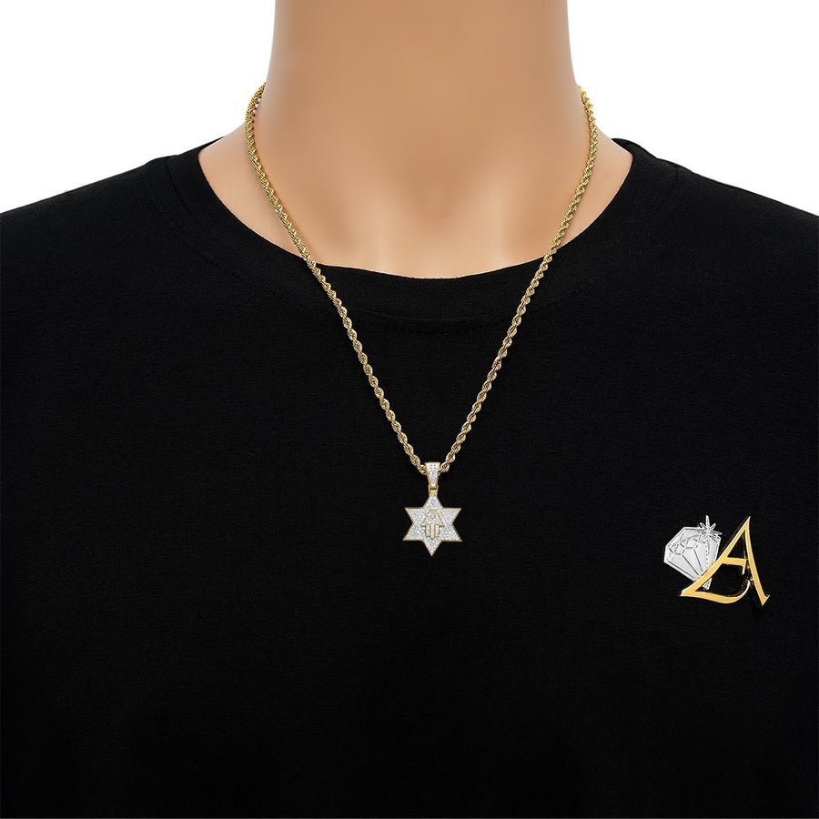Estrella de David de diamantes en oro amarillo de 14 k de 1,75 quilates 