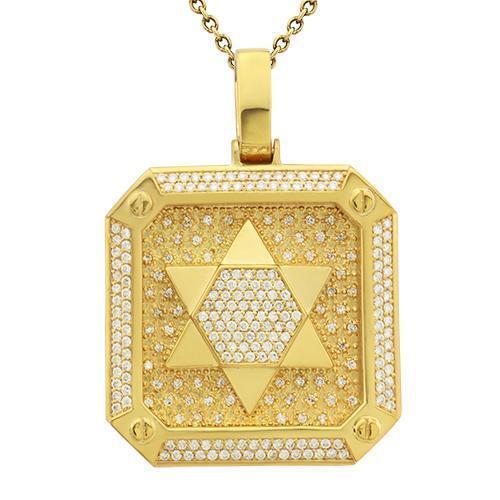 Diamond Star of David Pendant 14k Yellow Gold 3 Ctw