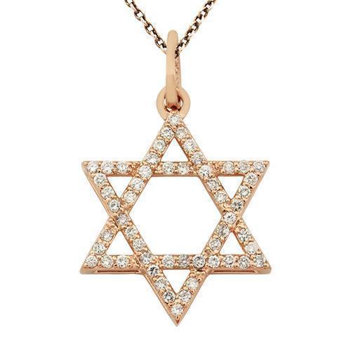 Rose Diamond Star of David Pendant in 14k Rose Gold 0.9 Ctw