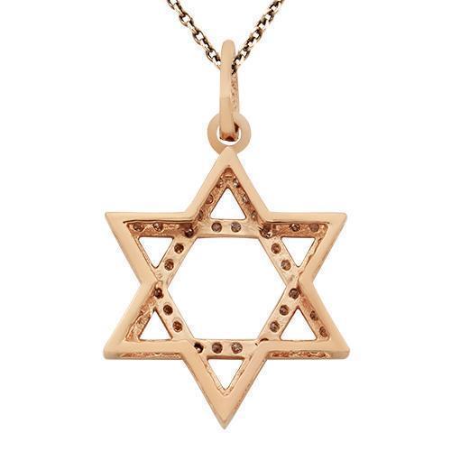 Rose Diamond Star of David Pendant in 14k Rose Gold 0.9 Ctw