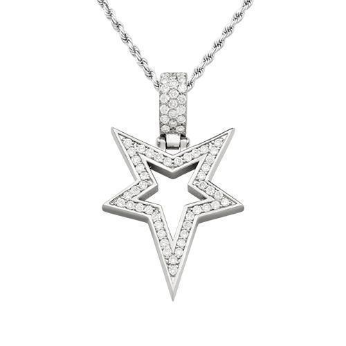 Diamond Star Pendant in 14k White Gold 1.75 Ctw