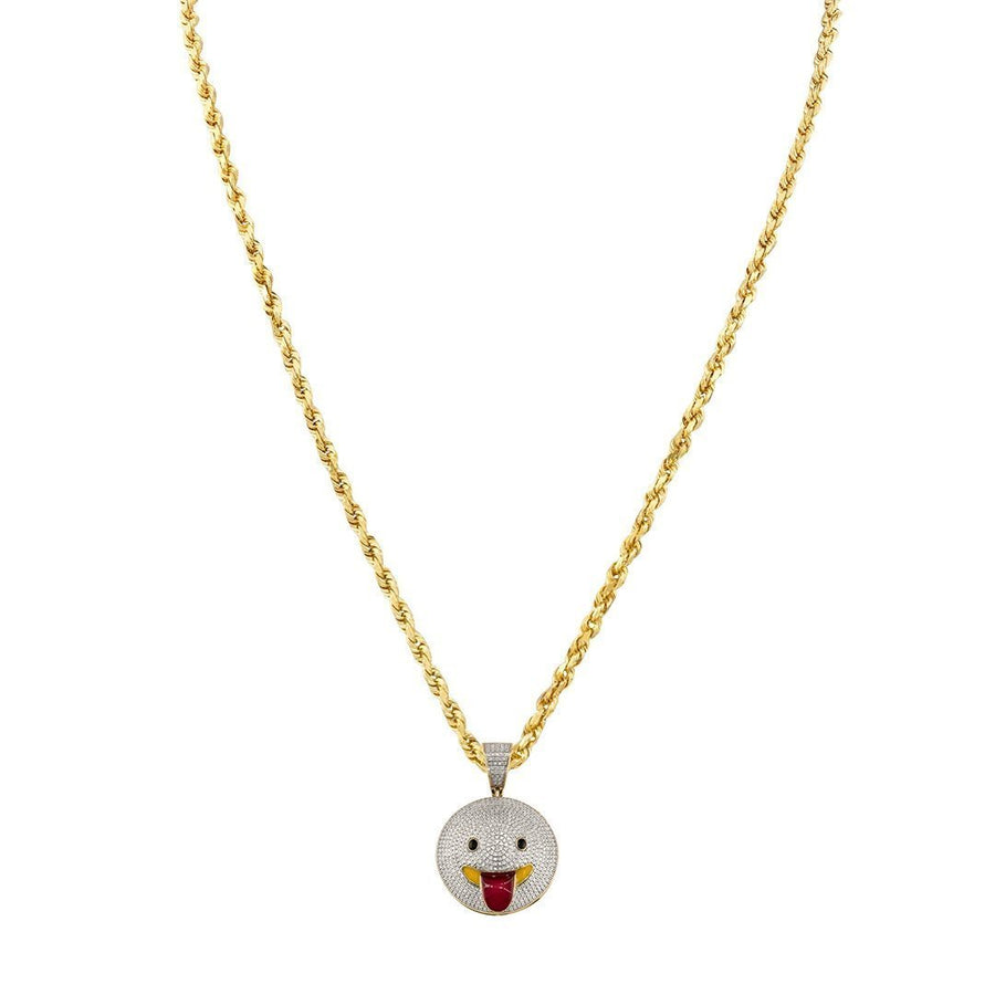 Yellow Diamond Stuck-Out Tongue Emoji Pendant in 10k Yellow Gold 0.92 Ctw
