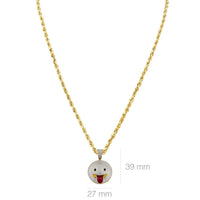 Thumbnail for Yellow Diamond Stuck-Out Tongue Emoji Pendant in 10k Yellow Gold 0.92 Ctw