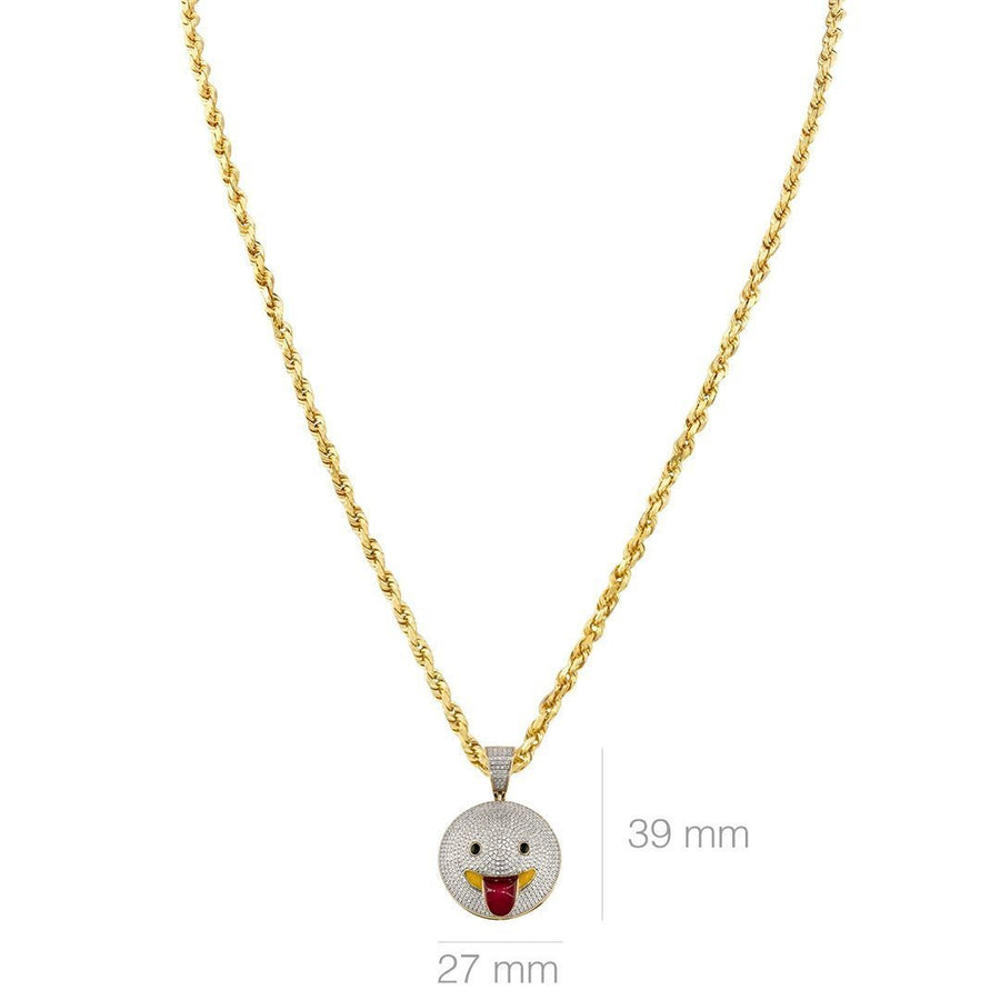 Yellow Diamond Stuck-Out Tongue Emoji Pendant in 10k Yellow Gold 0.92 Ctw