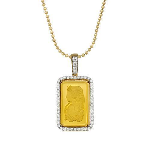 Diamond Suisse Fortuna Gold Bar Pendant in 14k Yellow Gold 1.25 Ctw