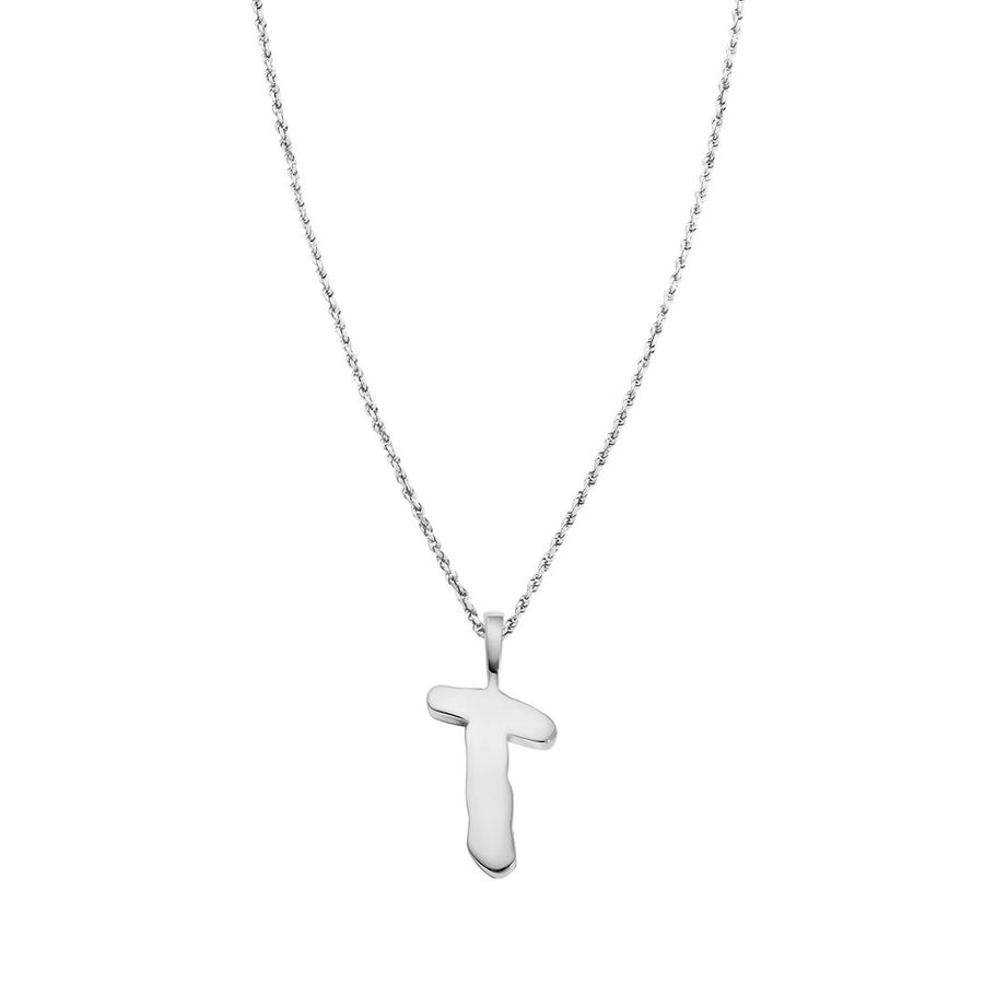 White Diamond T Pendant in 14k White Gold .75 Ctw