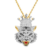 Thumbnail for White , Yellow Diamond Tiger Pendant in 10k Gold .69 Ctw