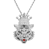 Thumbnail for White , Yellow Diamond Tiger Pendant in 10k Gold .69 Ctw