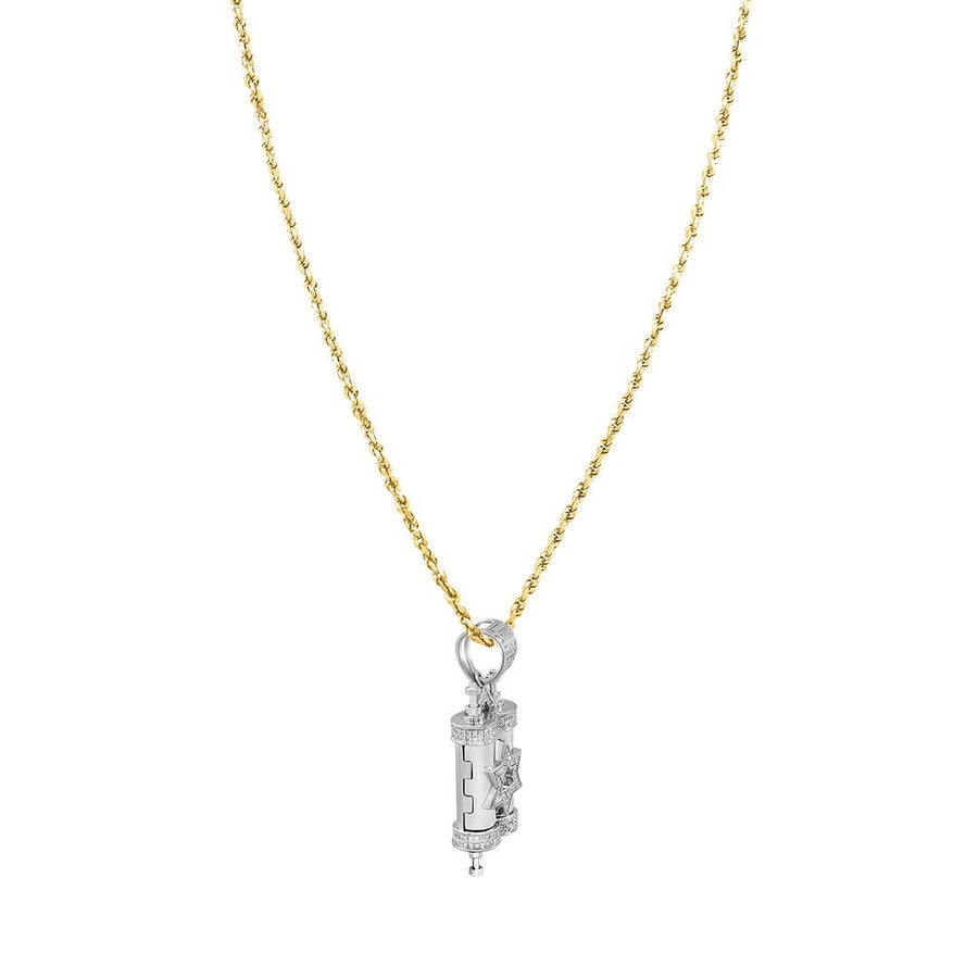 Colgante Torá de diamantes en oro blanco de 10 k (0,40 quilates) 