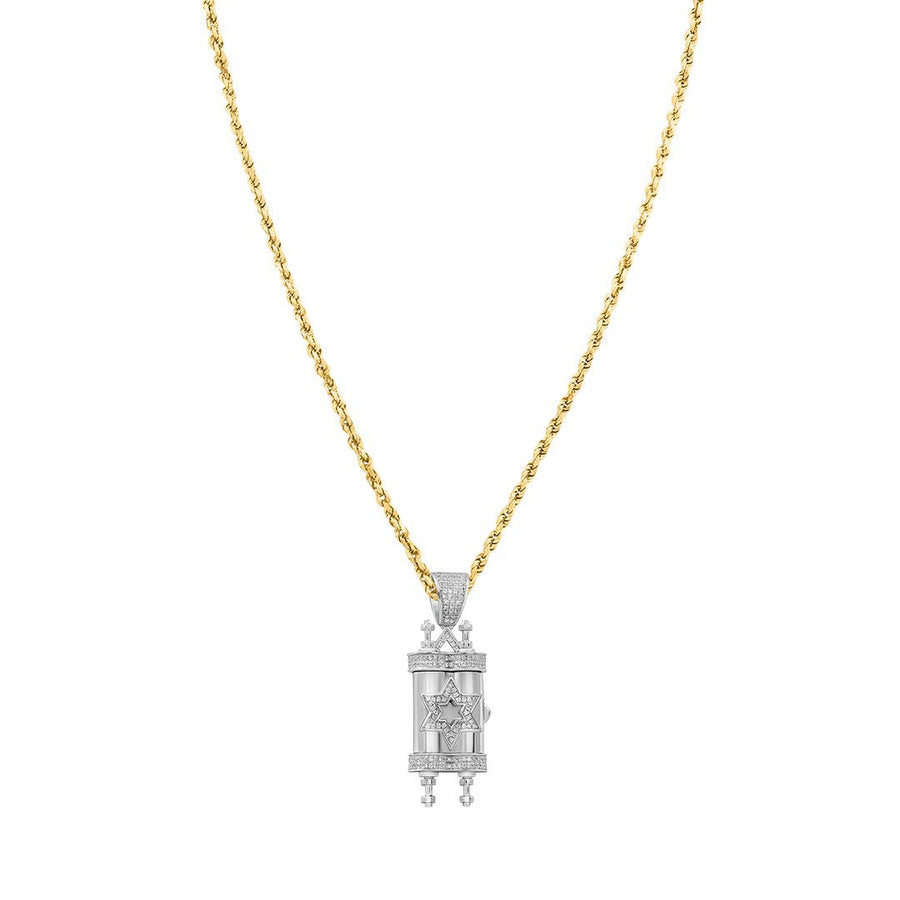 Colgante Torá de diamantes en oro blanco de 10 k (0,40 quilates) 