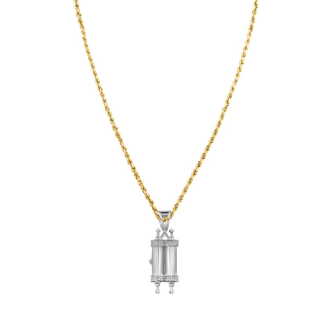 10k White Gold Diamond Torah Pendant 0.40 Ctw
