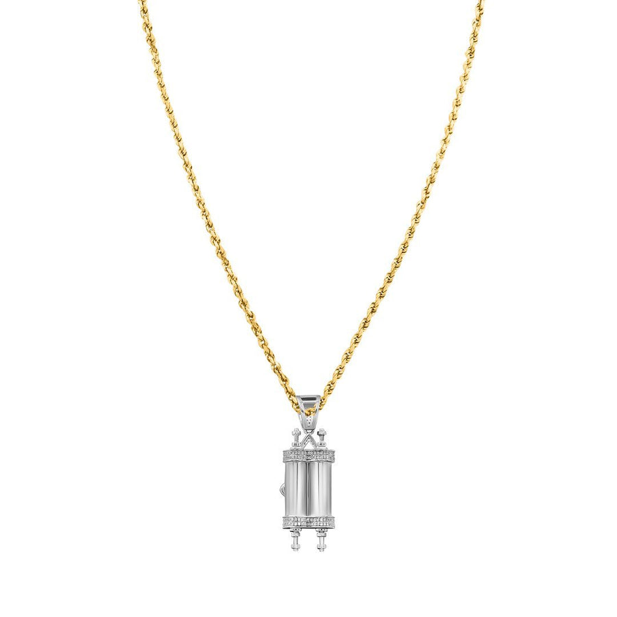 Colgante Torá de diamantes en oro blanco de 10 k (0,40 quilates) 