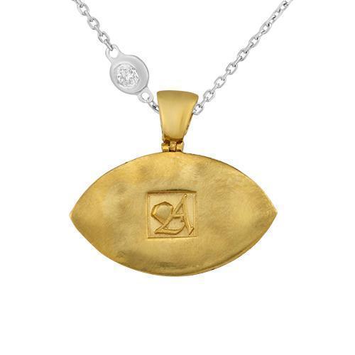 Diamond Two Tone Evil Eye Pendant in 14k Gold 2 Ctw