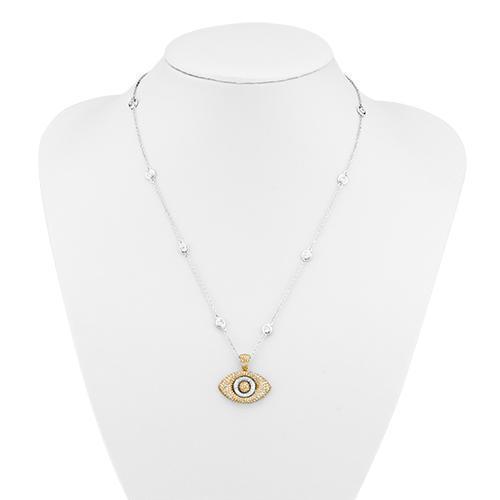 Diamond Two Tone Evil Eye Pendant in 14k Gold 2 Ctw