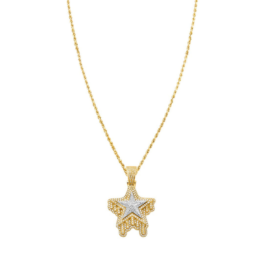 Yellow , White DIAMOND TWO TONE STAR PENDANT IN 14K YELLOW GOLD 1.24 CTW