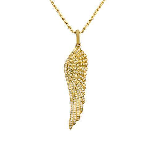 Diamond Wing Pendant in 14k Yellow Gold 2.50 Ctw