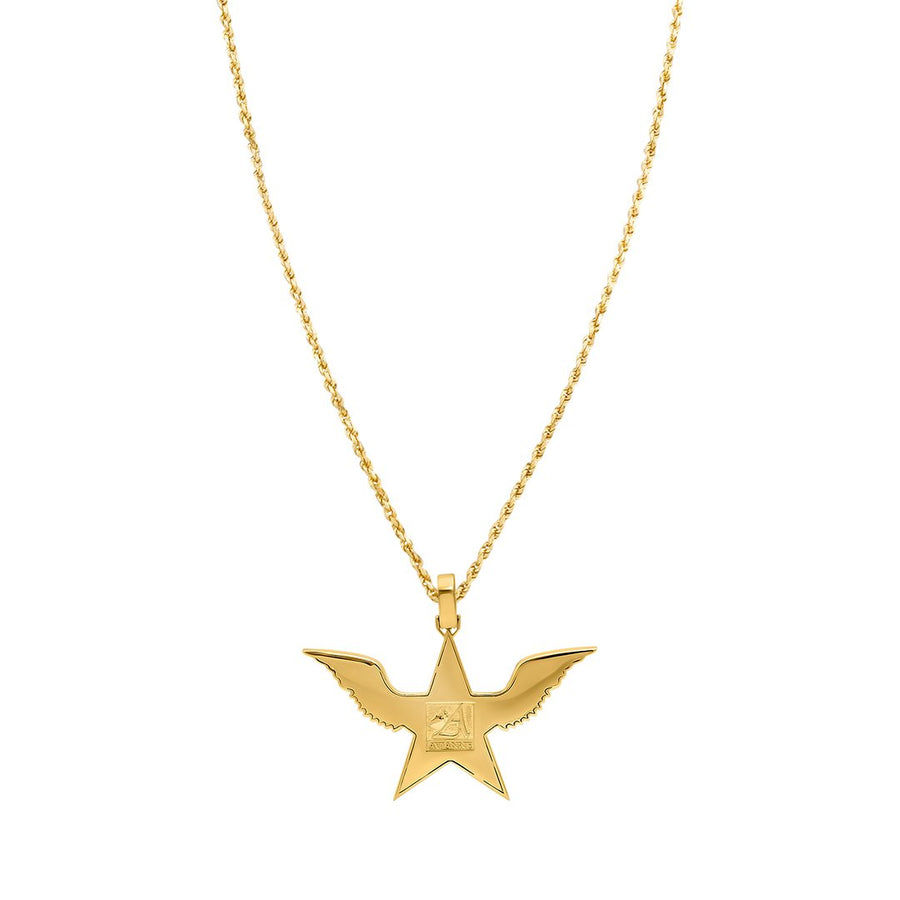 Colgante de estrella con alas de diamantes en oro amarillo de 14 k (3,84 quilates)