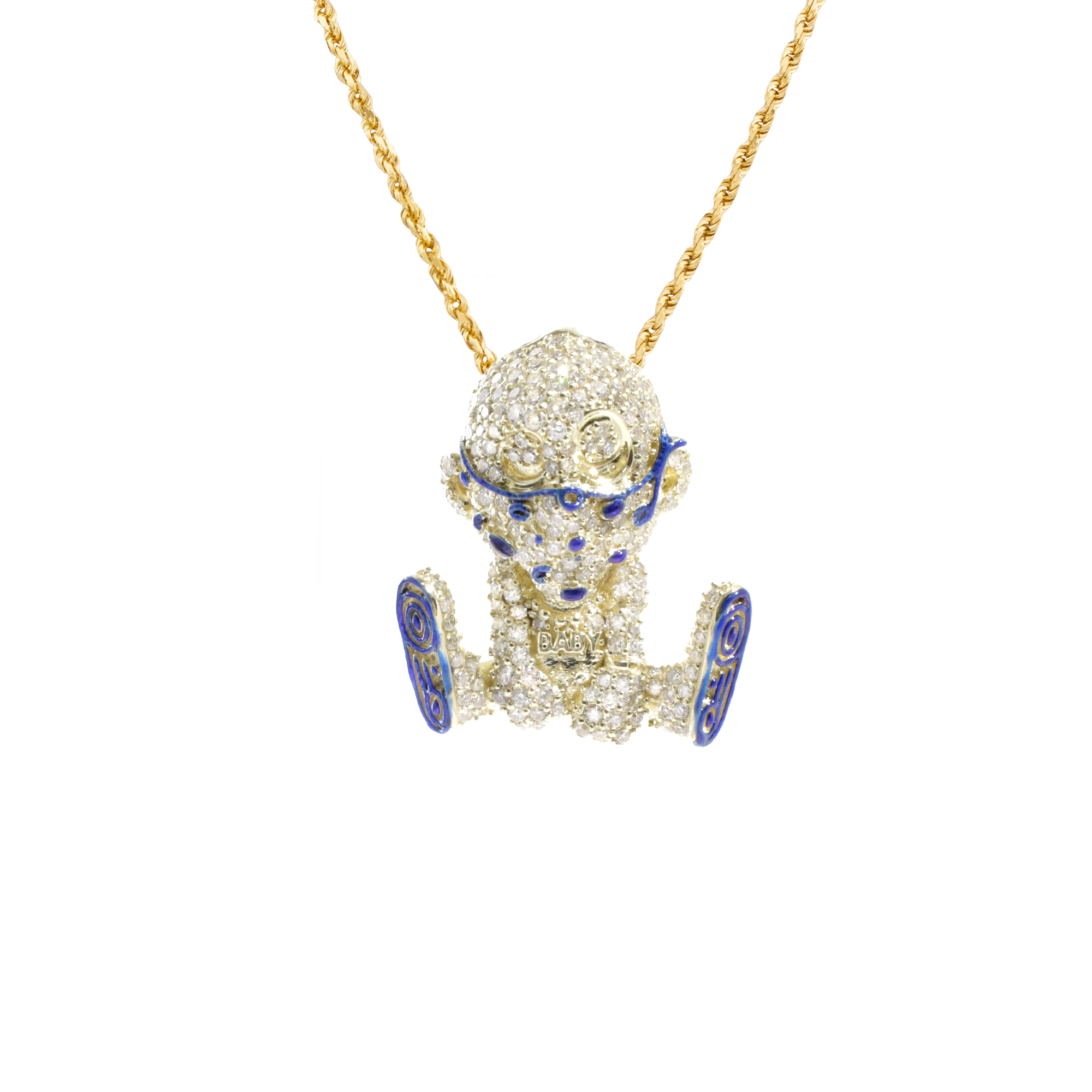 14k Yellow Gold Diamond Zombie Baby Pendant 1.5 Ctw