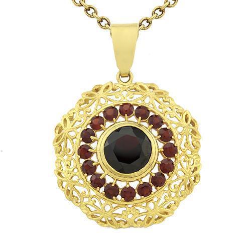 18k Yellow Gold Garnet Gemstone Vintage Style Pendant Ctw