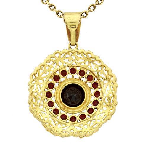 Yellow Garnet Gemstone Vintage Style Pendant in 18k Yellow Gold 3 Ctw