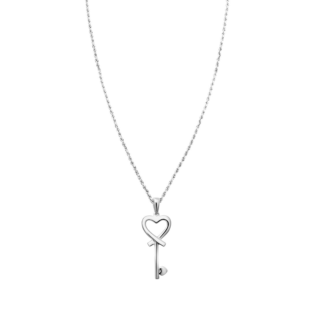 White , Yellow Heart Key Pendant in 10k Gold .4 Ctw