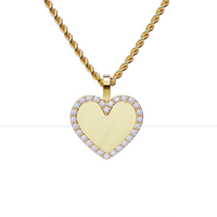 Thumbnail for 14k Yellow Gold Heart Shaped Diamond Memory Charm Pendant 0.6 Ctw