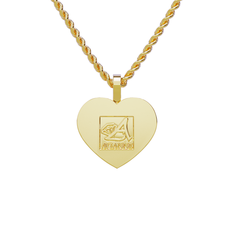 Colgante de oro amarillo de 14 k con forma de corazón de diamantes y dije de memoria de 0,6 quilates