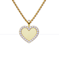 Thumbnail for 14k Yellow Gold Heart Shaped Diamond Memory Charm Pendant 0.6 Ctw