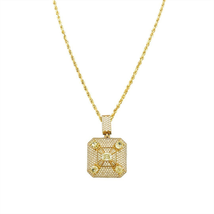 High End Mens Designer Yellow & White VS Diamond Pendant in 14k Yellow Gold 11.21 Ctw