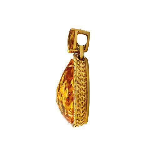 Huge Citrine Diamond Pendant in 14k Yellow Gold 57.24 Ctw