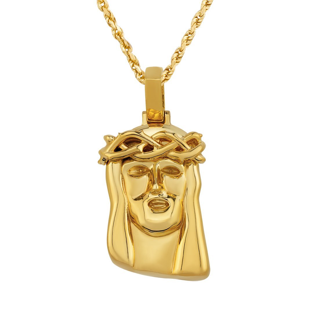 Jesus Head Pendant in 14k Yellow Gold