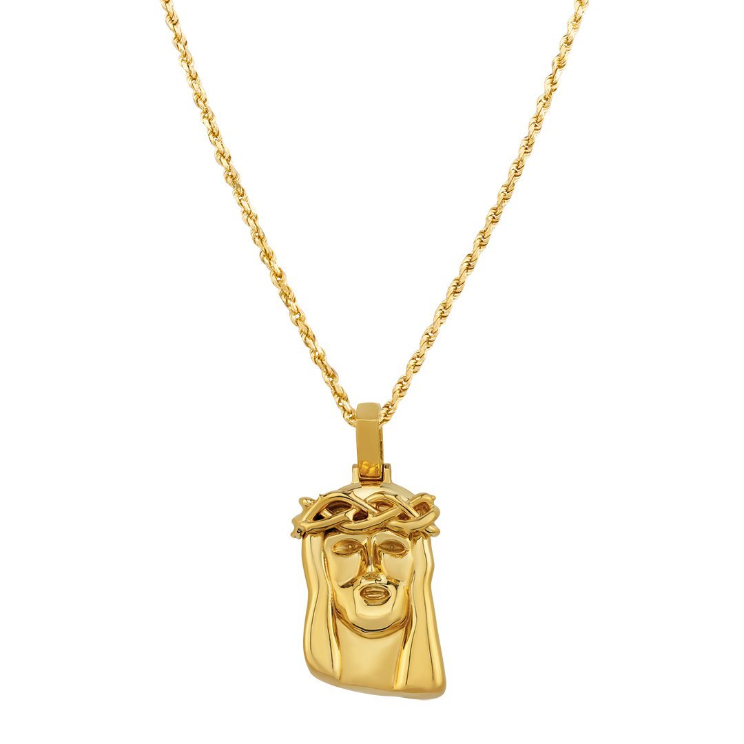 Jesus Head Pendant in 14k Yellow Gold