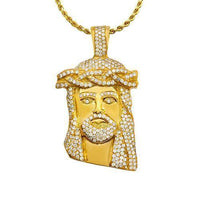 Thumbnail for Jesus Head Pendant in 18k Yellow Gold 4 Ctw