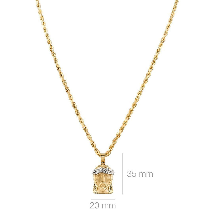 White, Yellow Jesus Head Pendant in Two Tone 14k Gold