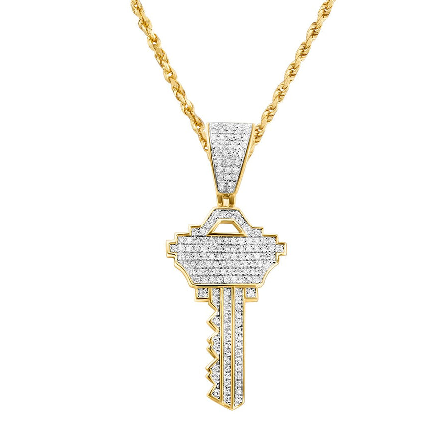 White , Yellow Key Pendant in 10k Gold .4 Ctw