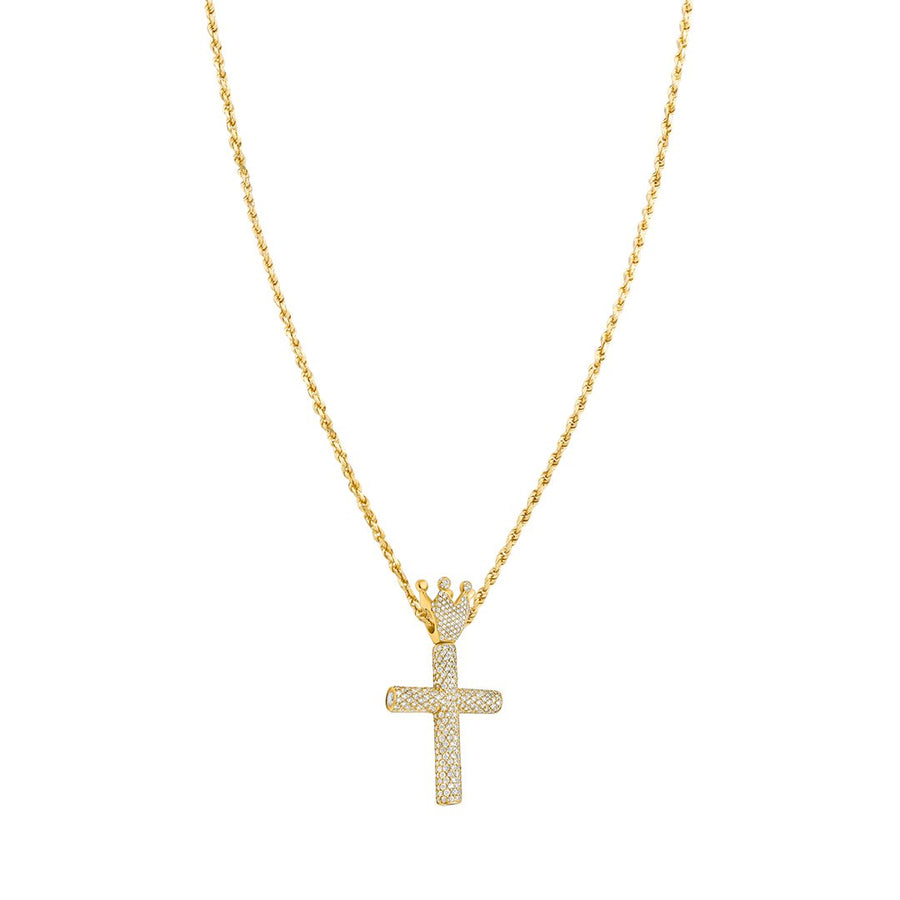 Yellow King Cross Pendant in 14k Yellow Gold 14 Ctw