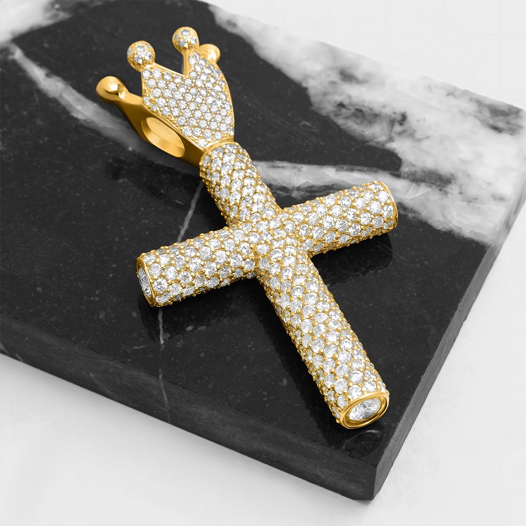14k Yellow Gold Diamond King Cross Pendant 14 Ctw – Avianne Jewelers