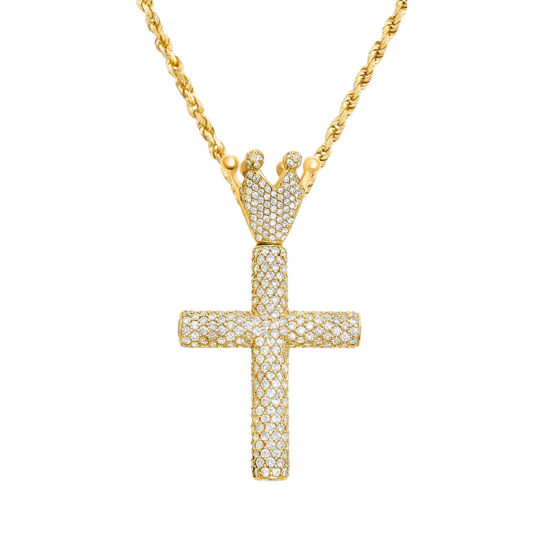 Yellow King Cross Pendant in 14k Yellow Gold 14 Ctw