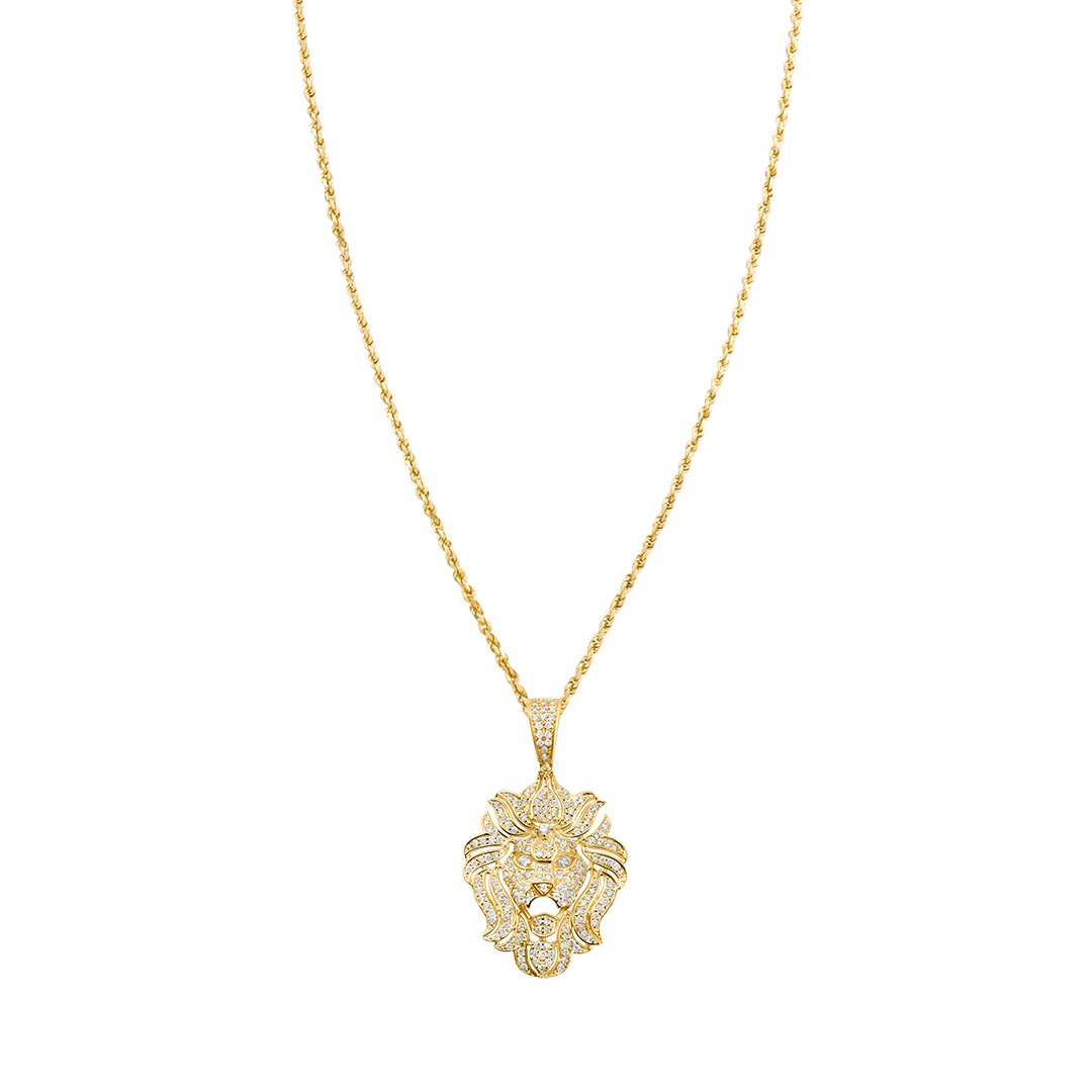 White , Yellow Lion Pendant in 10k Gold 1.04 Ctw