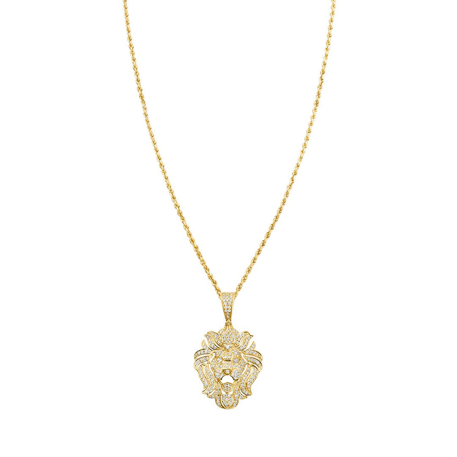 White , Yellow Lion Pendant in 10k Gold 1.04 Ctw