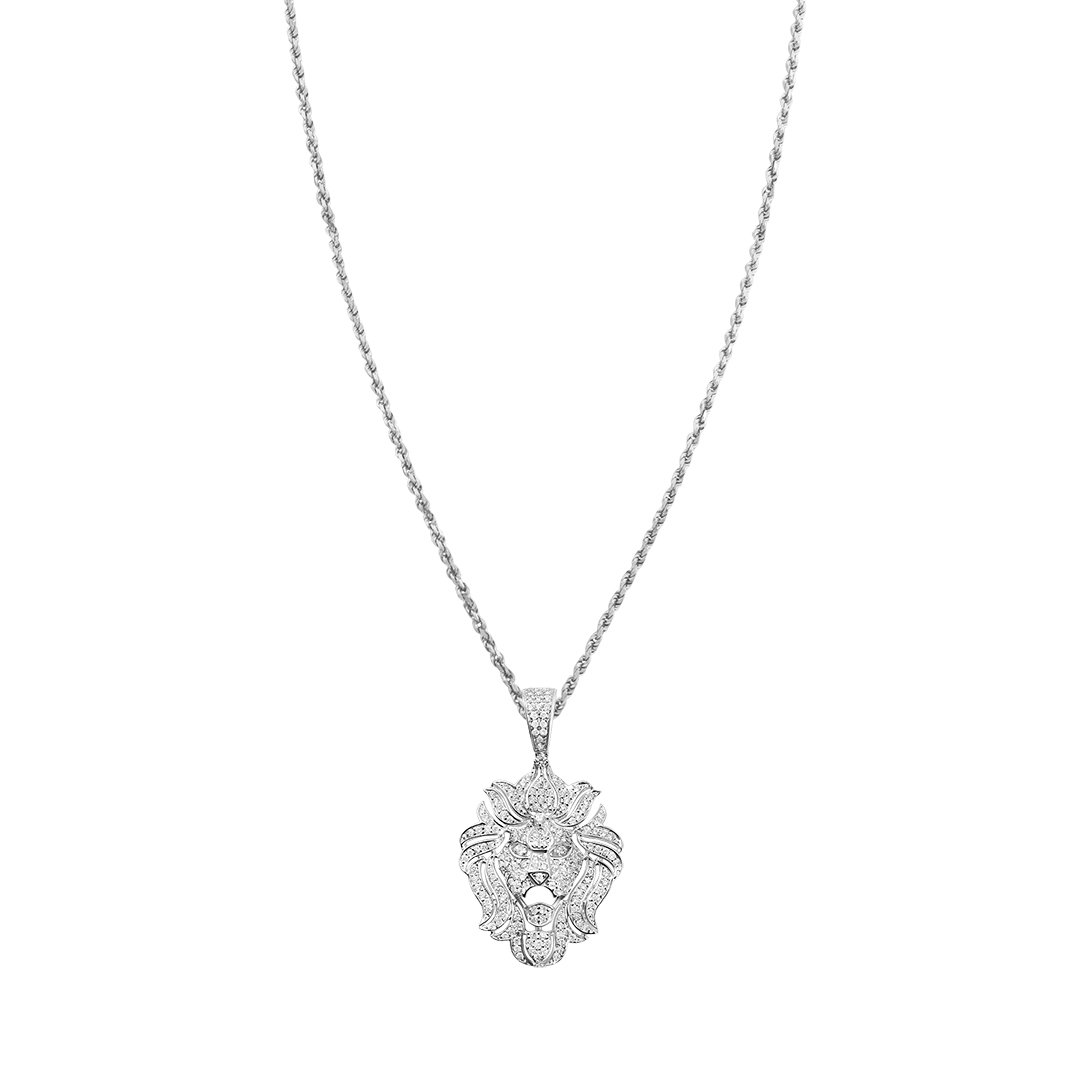 White , Yellow Lion Pendant in 10k Gold 1.04 Ctw