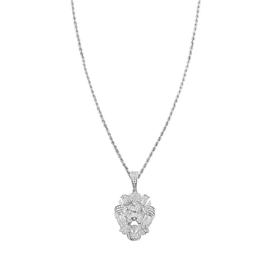 White , Yellow Lion Pendant in 10k Gold 1.04 Ctw