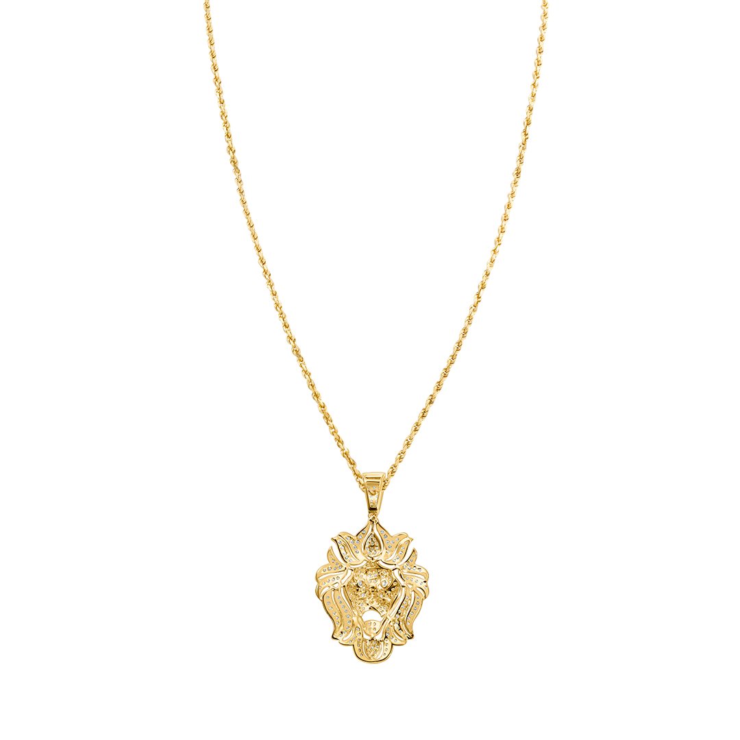 White , Yellow Lion Pendant in 10k Gold 1.04 Ctw