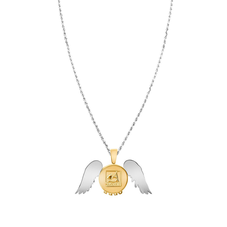 Two Tone Long Live Memory Pendant in 14k Two Tone Gold 6.75 Ctw