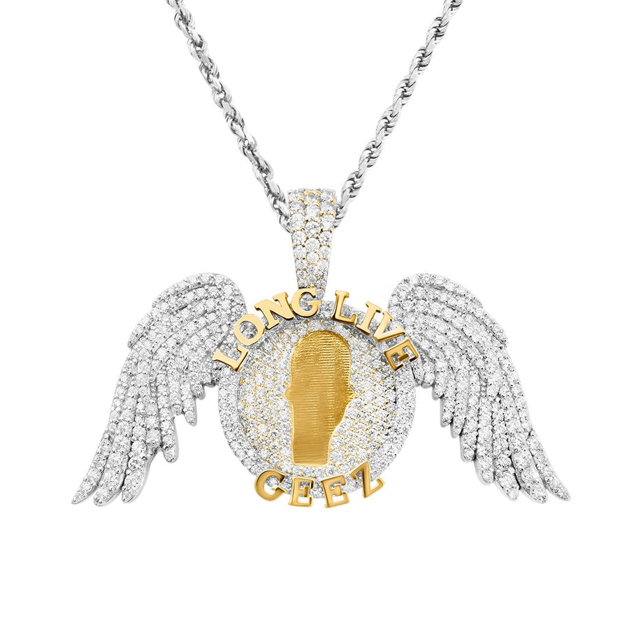 Two Tone Long Live Memory Pendant in 14k Two Tone Gold 6.75 Ctw