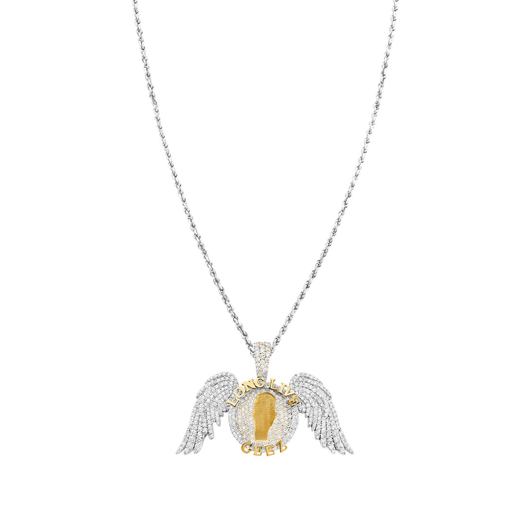 Two Tone Long Live Memory Pendant in 14k Two Tone Gold 6.75 Ctw